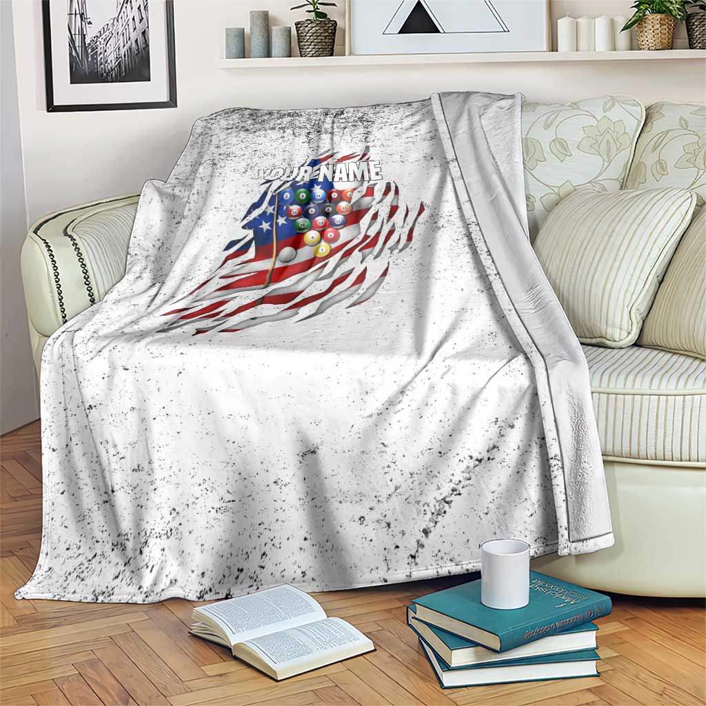 Custom American Flag Billiards Blanket with Ripped Design Pool Ball Graphic - Wonder Print Shop