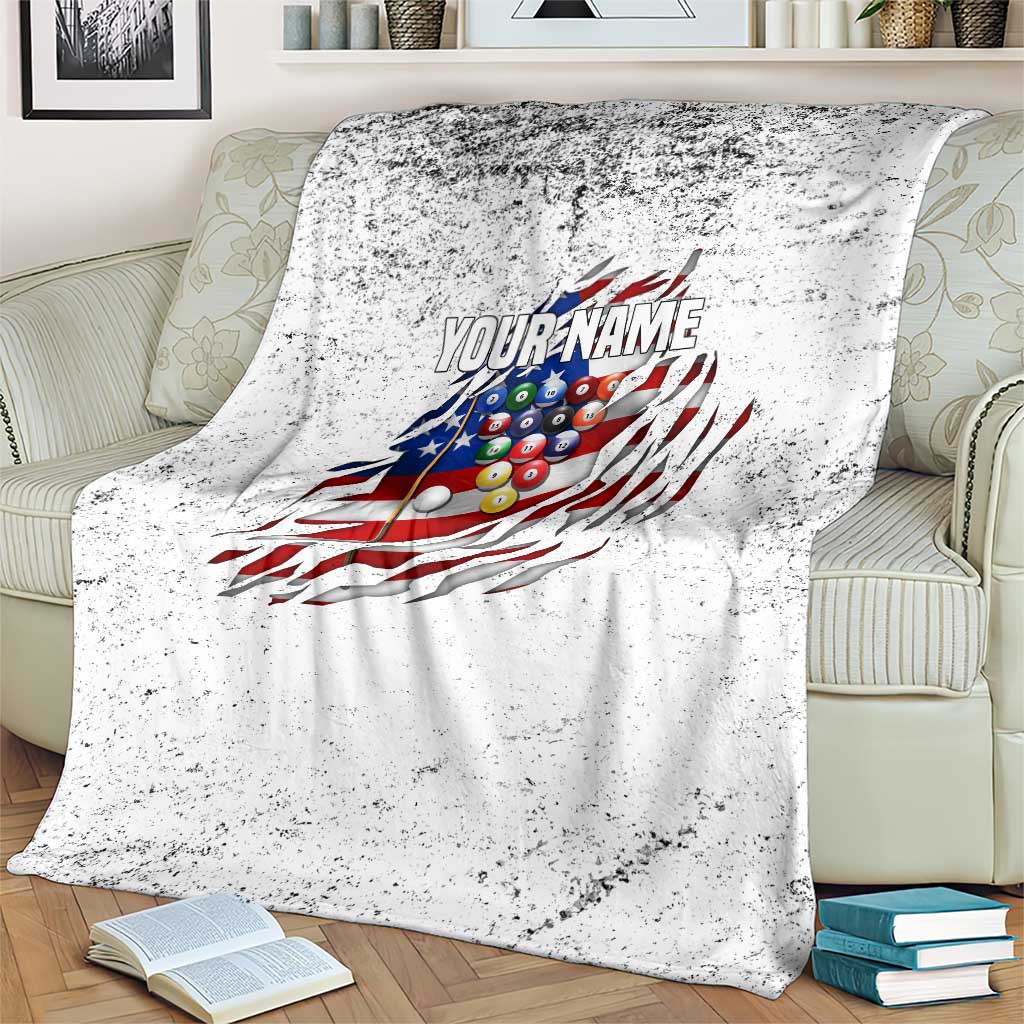 Custom American Flag Billiards Blanket with Ripped Design Pool Ball Graphic - Wonder Print Shop