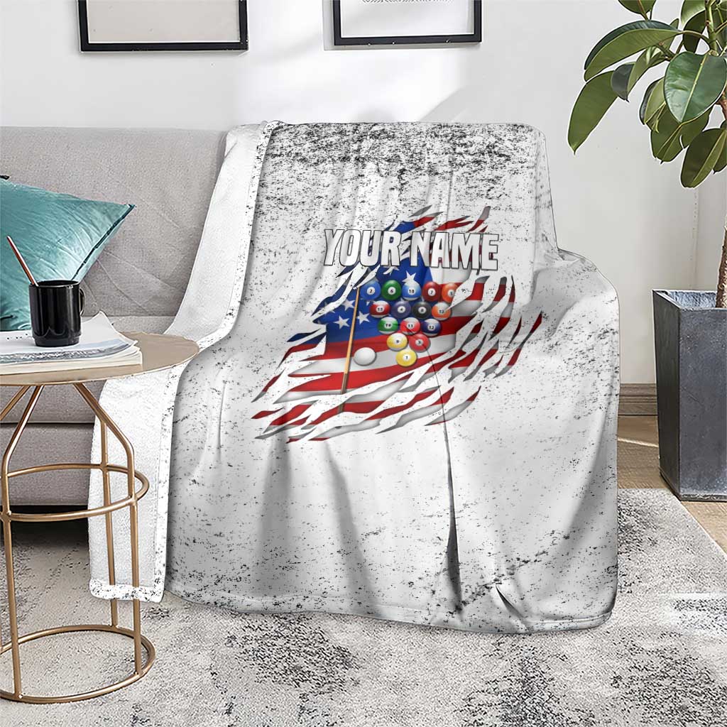 Custom American Flag Billiards Blanket with Ripped Design Pool Ball Graphic - Wonder Print Shop
