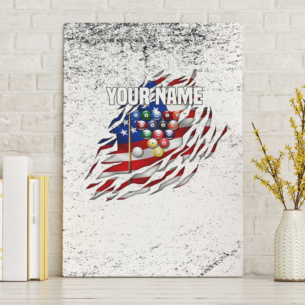 Custom American Flag Billiards Canvas Wall Art with Ripped Design Pool Ball Graphic - Wonder Print Shop