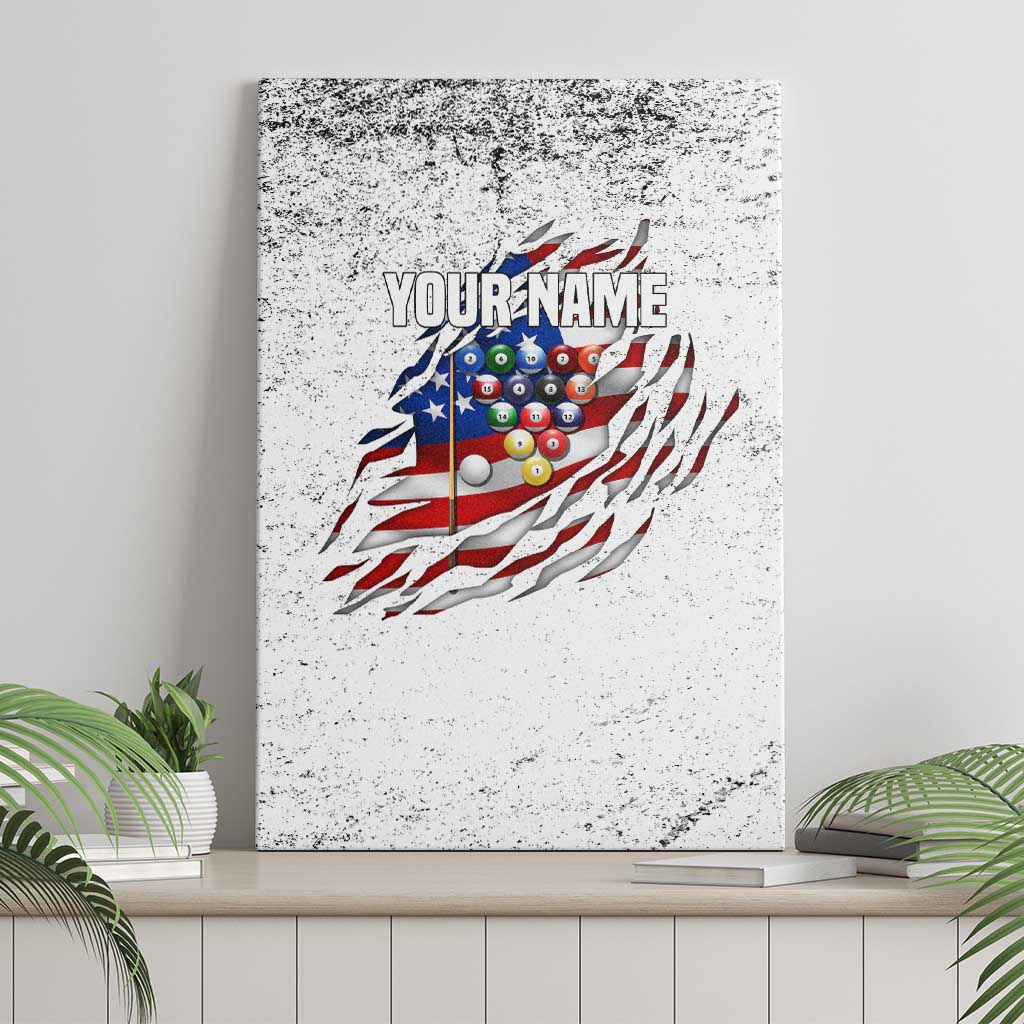 Custom American Flag Billiards Canvas Wall Art with Ripped Design Pool Ball Graphic - Wonder Print Shop