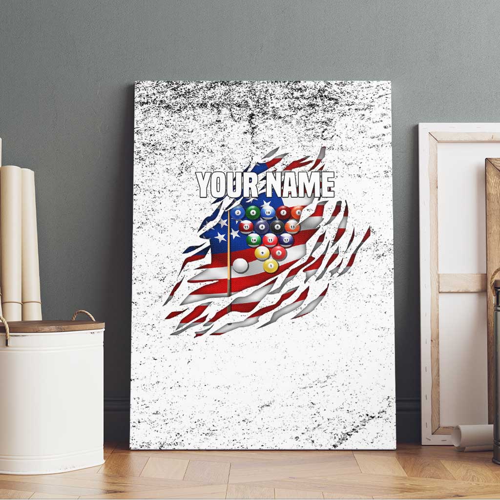 Custom American Flag Billiards Canvas Wall Art with Ripped Design Pool Ball Graphic - Wonder Print Shop