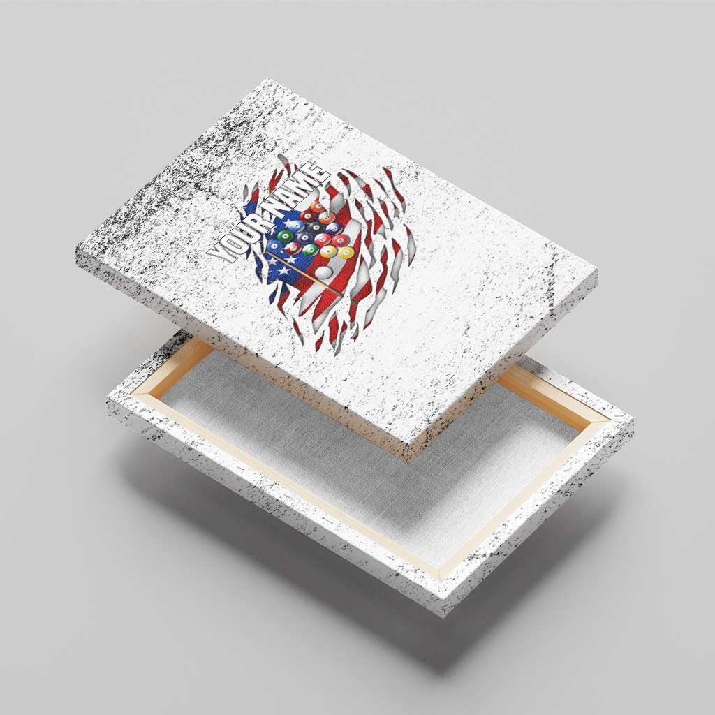 Custom American Flag Billiards Canvas Wall Art with Ripped Design Pool Ball Graphic - Wonder Print Shop