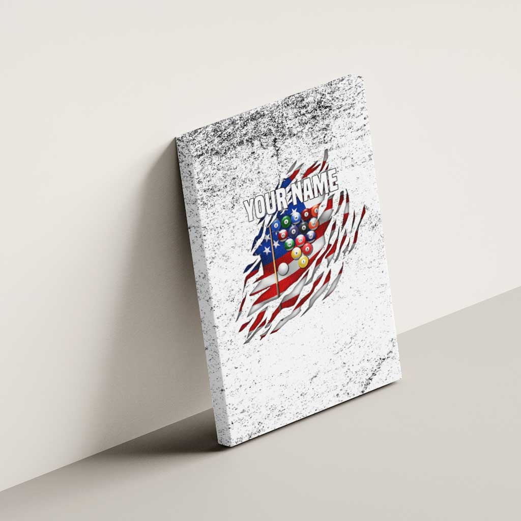 Custom American Flag Billiards Canvas Wall Art with Ripped Design Pool Ball Graphic - Wonder Print Shop