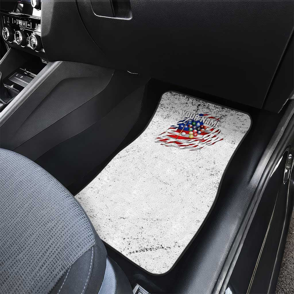 Custom American Flag Billiards Car Mats with Ripped Design Pool Ball Graphic - Wonder Print Shop