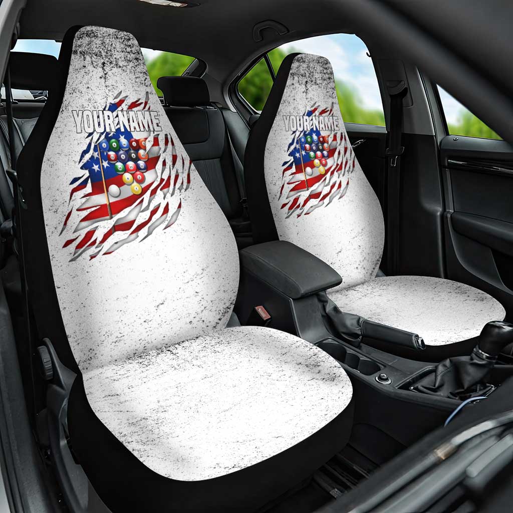 Custom American Flag Billiards Car Seat Cover with Ripped Design Pool Ball Graphic - Wonder Print Shop