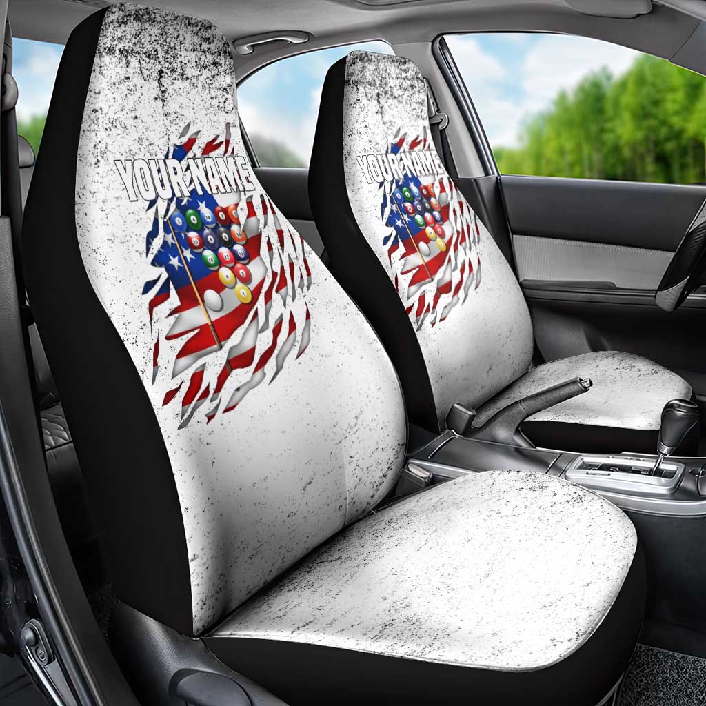 Custom American Flag Billiards Car Seat Cover with Ripped Design Pool Ball Graphic - Wonder Print Shop