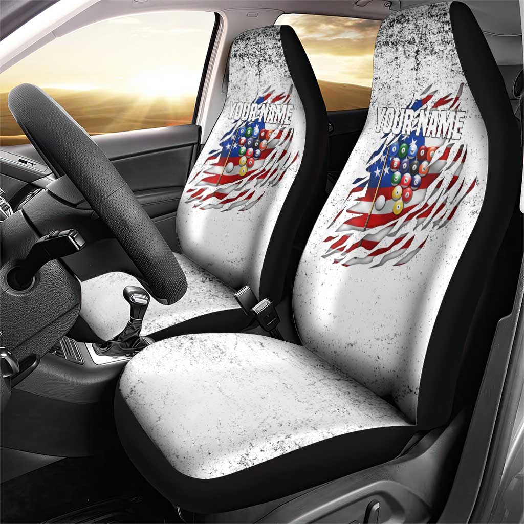 Custom American Flag Billiards Car Seat Cover with Ripped Design Pool Ball Graphic - Wonder Print Shop