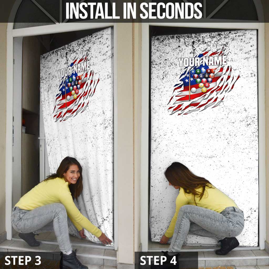 Custom American Flag Billiards Door Cover with Ripped Design Pool Ball Graphic - Wonder Print Shop