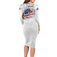 Custom American Flag Billiards Family Matching Long Sleeve Bodycon Dress and Hawaiian Shirt with Ripped Design Pool Ball Graphic - Wonder Print Shop
