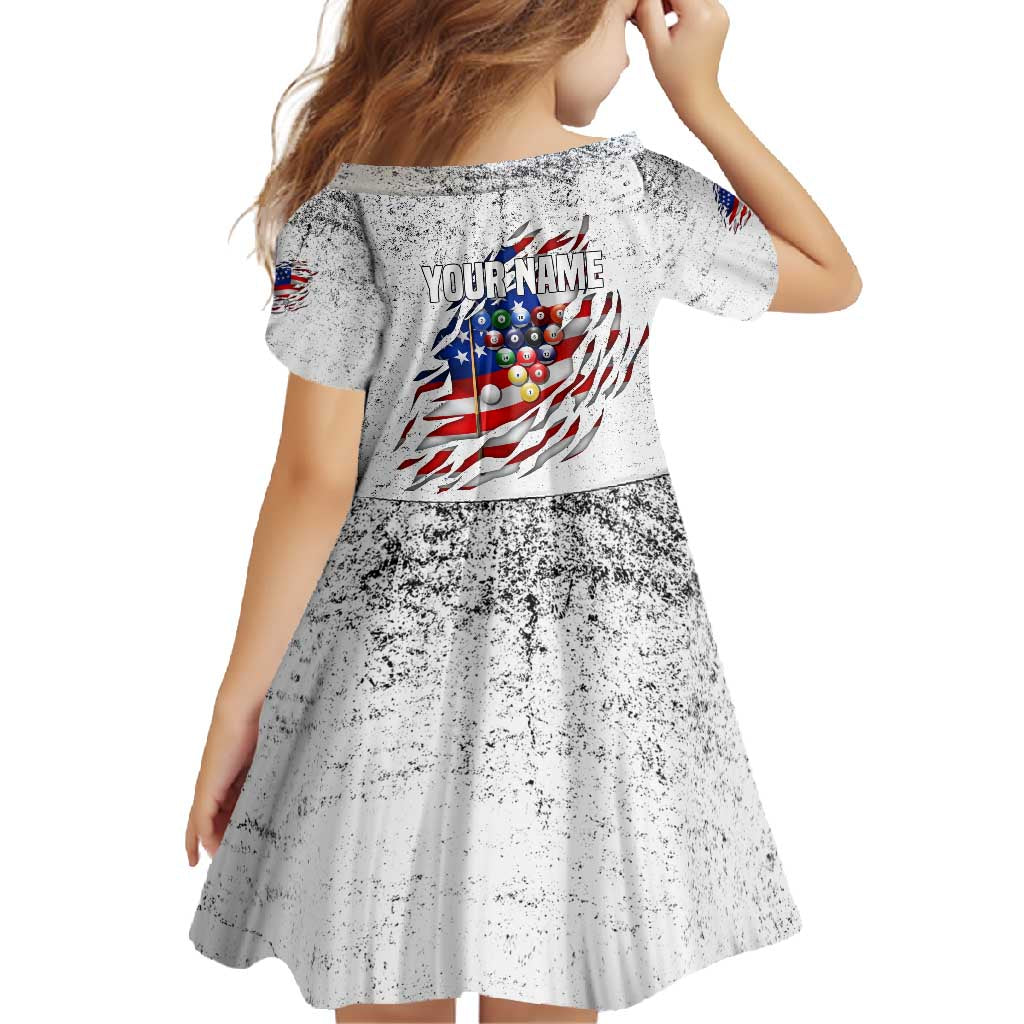 Custom American Flag Billiards Family Matching Mermaid Dress and Hawaiian Shirt with Ripped Design Pool Ball Graphic - Wonder Print Shop