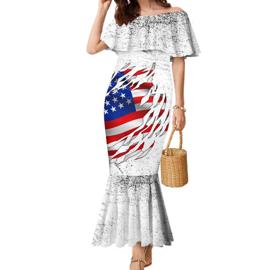 Custom American Flag Billiards Family Matching Mermaid Dress and Hawaiian Shirt with Ripped Design Pool Ball Graphic - Wonder Print Shop