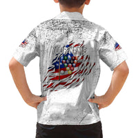 Custom American Flag Billiards Family Matching Off The Shoulder Long Sleeve Dress and Hawaiian Shirt with Ripped Design Pool Ball Graphic - Wonder Print Shop