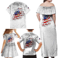 Custom American Flag Billiards Family Matching Off Shoulder Maxi Dress and Hawaiian Shirt with Ripped Design Pool Ball Graphic - Wonder Print Shop