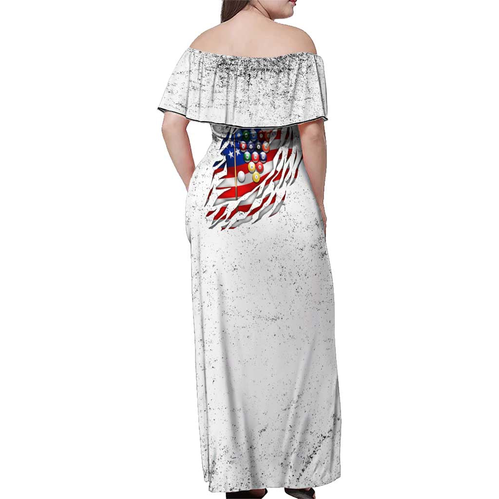 Custom American Flag Billiards Family Matching Off Shoulder Maxi Dress and Hawaiian Shirt with Ripped Design Pool Ball Graphic - Wonder Print Shop