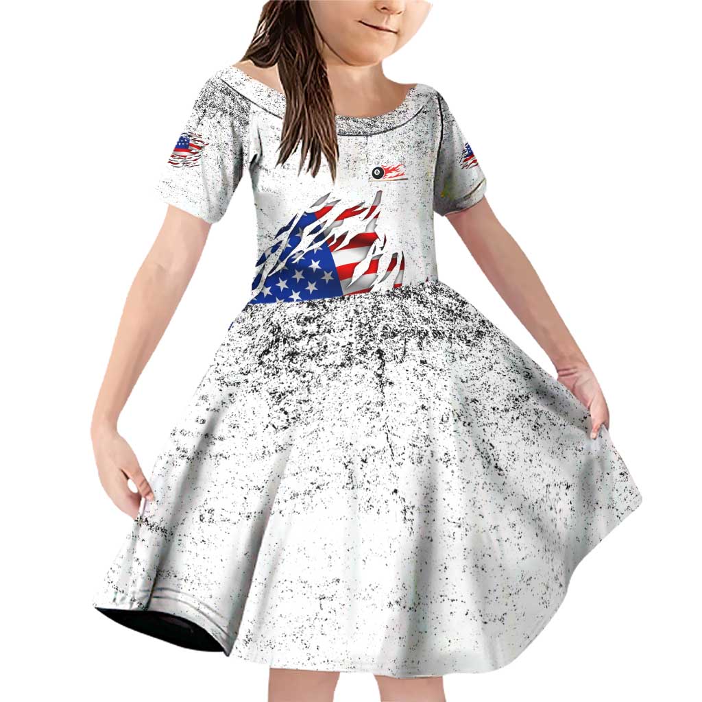 Custom American Flag Billiards Family Matching Off Shoulder Short Dress and Hawaiian Shirt with Ripped Design Pool Ball Graphic - Wonder Print Shop