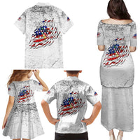 Custom American Flag Billiards Family Matching Puletasi and Hawaiian Shirt with Ripped Design Pool Ball Graphic - Wonder Print Shop