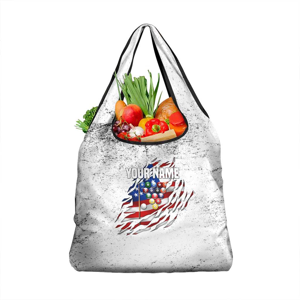 Custom American Flag Billiards Grocery Bag with Ripped Design Pool Ball Graphic - Wonder Print Shop