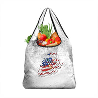 Custom American Flag Billiards Grocery Bag with Ripped Design Pool Ball Graphic - Wonder Print Shop