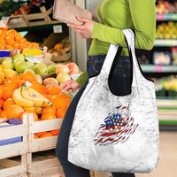 Custom American Flag Billiards Grocery Bag with Ripped Design Pool Ball Graphic - Wonder Print Shop