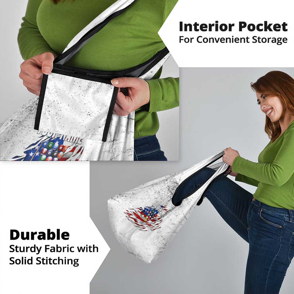 Custom American Flag Billiards Grocery Bag with Ripped Design Pool Ball Graphic - Wonder Print Shop