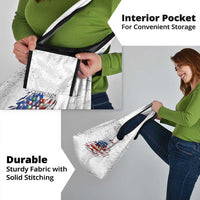 Custom American Flag Billiards Grocery Bag with Ripped Design Pool Ball Graphic - Wonder Print Shop
