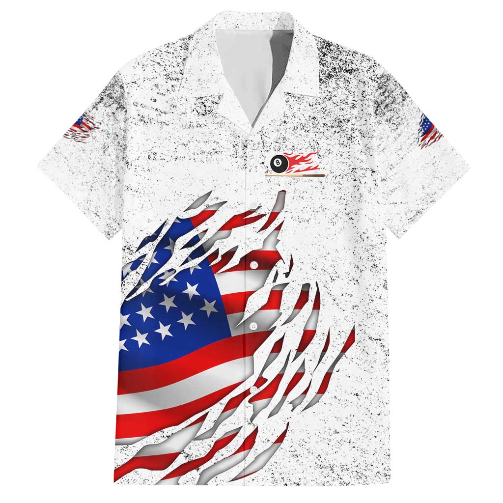 Custom American Flag Billiards Hawaiian Shirt with Ripped Design Pool Ball Graphic - Wonder Print Shop