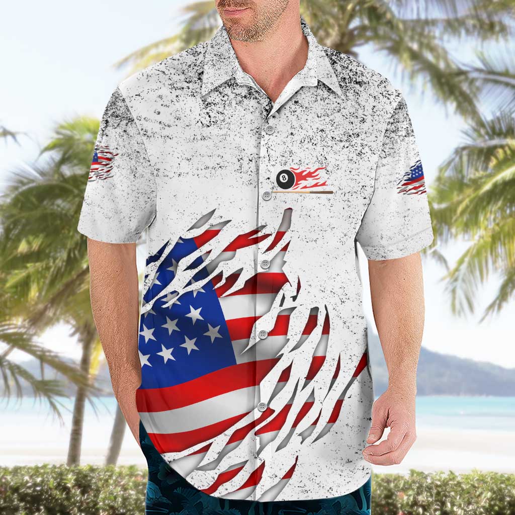 Custom American Flag Billiards Hawaiian Shirt with Ripped Design Pool Ball Graphic - Wonder Print Shop