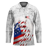 Custom American Flag Billiards Hockey Jersey with Ripped Design Pool Ball Graphic - Wonder Print Shop