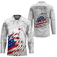Custom American Flag Billiards Hockey Jersey with Ripped Design Pool Ball Graphic - Wonder Print Shop