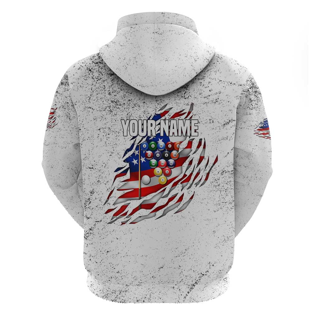 Custom American Flag Billiards Hoodie with Ripped Design Pool Ball Graphic - Wonder Print Shop