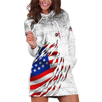 Custom American Flag Billiards Hoodie Dress with Ripped Design Pool Ball Graphic - Wonder Print Shop