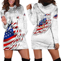 Custom American Flag Billiards Hoodie Dress with Ripped Design Pool Ball Graphic - Wonder Print Shop