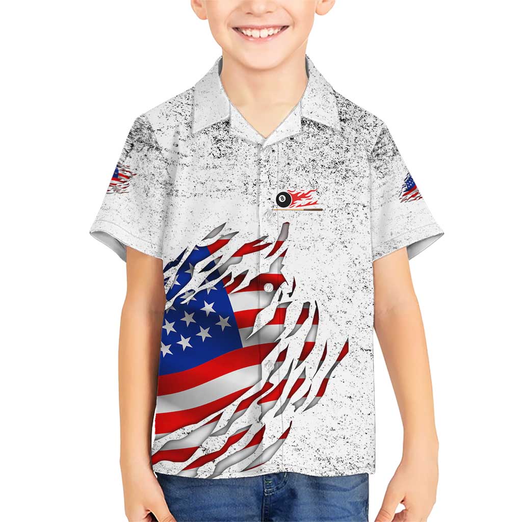 Custom American Flag Billiards Kid Hawaiian Shirt with Ripped Design Pool Ball Graphic - Wonder Print Shop