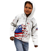 Custom American Flag Billiards Kid Hoodie with Ripped Design Pool Ball Graphic - Wonder Print Shop