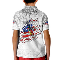 Custom American Flag Billiards Kid Polo Shirt with Ripped Design Pool Ball Graphic - Wonder Print Shop