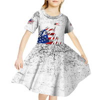 Custom American Flag Billiards Kid Short Sleeve Dress with Ripped Design Pool Ball Graphic - Wonder Print Shop