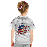 Custom American Flag Billiards Kid T Shirt with Ripped Design Pool Ball Graphic - Wonder Print Shop