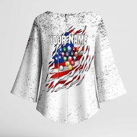 Custom American Flag Billiards Kimono Sleeve Blouse with Ripped Design Pool Ball Graphic - Wonder Print Shop
