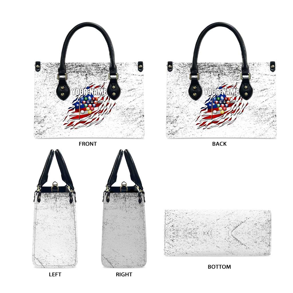 Custom American Flag Billiards Leather Bag with Ripped Design Pool Ball Graphic - Wonder Print Shop