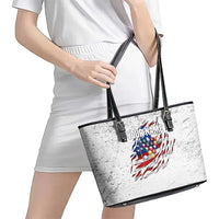 Custom American Flag Billiards Leather Tote Bag with Ripped Design Pool Ball Graphic - Wonder Print Shop