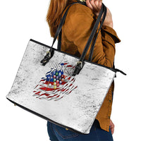 Custom American Flag Billiards Leather Tote Bag with Ripped Design Pool Ball Graphic - Wonder Print Shop