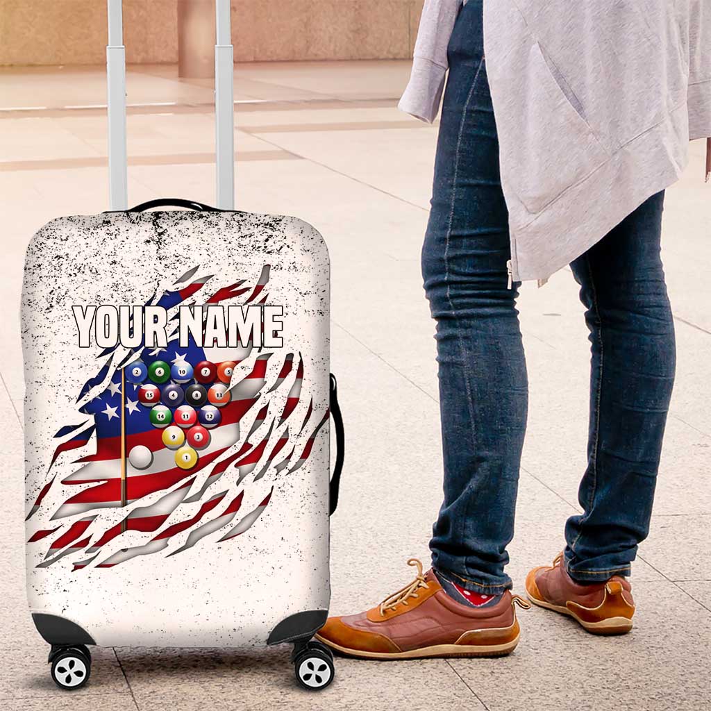 Custom American Flag Billiards Luggage Cover with Ripped Design Pool Ball Graphic - Wonder Print Shop