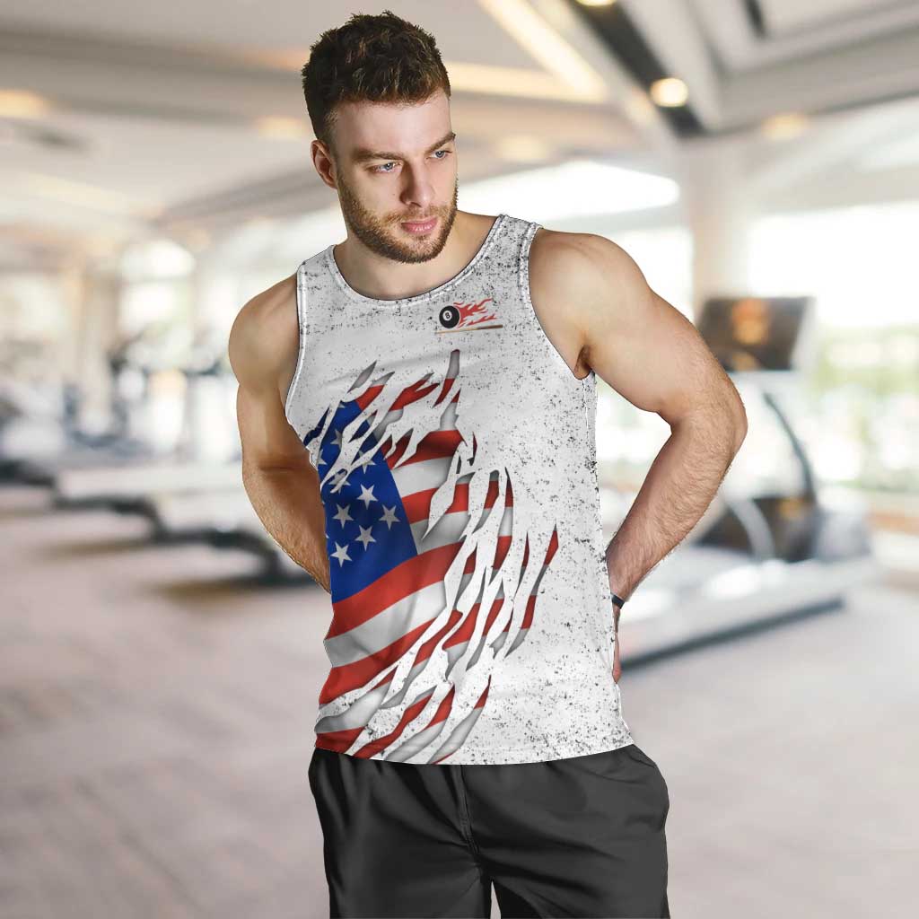 Custom American Flag Billiards Men Tank Top with Ripped Design Pool Ball Graphic - Wonder Print Shop