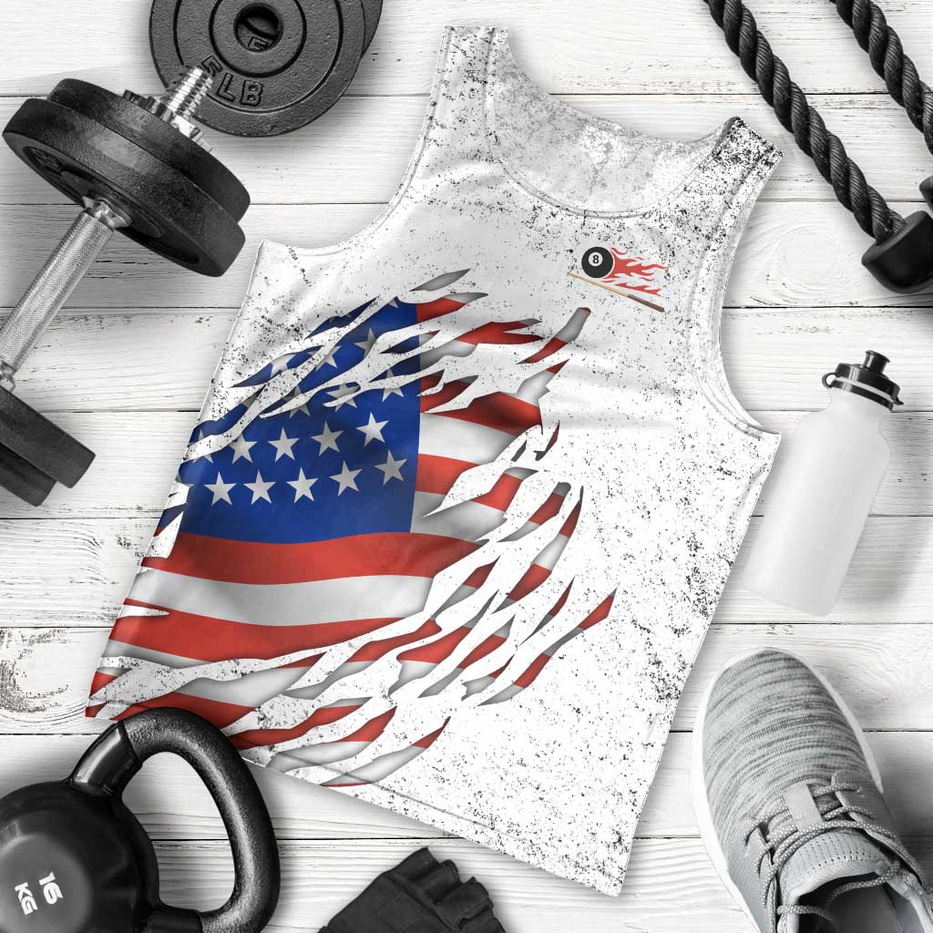 Custom American Flag Billiards Men Tank Top with Ripped Design Pool Ball Graphic - Wonder Print Shop