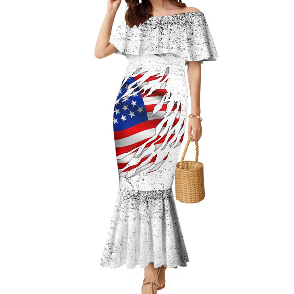 Custom American Flag Billiards Mermaid Dress with Ripped Design Pool Ball Graphic - Wonder Print Shop