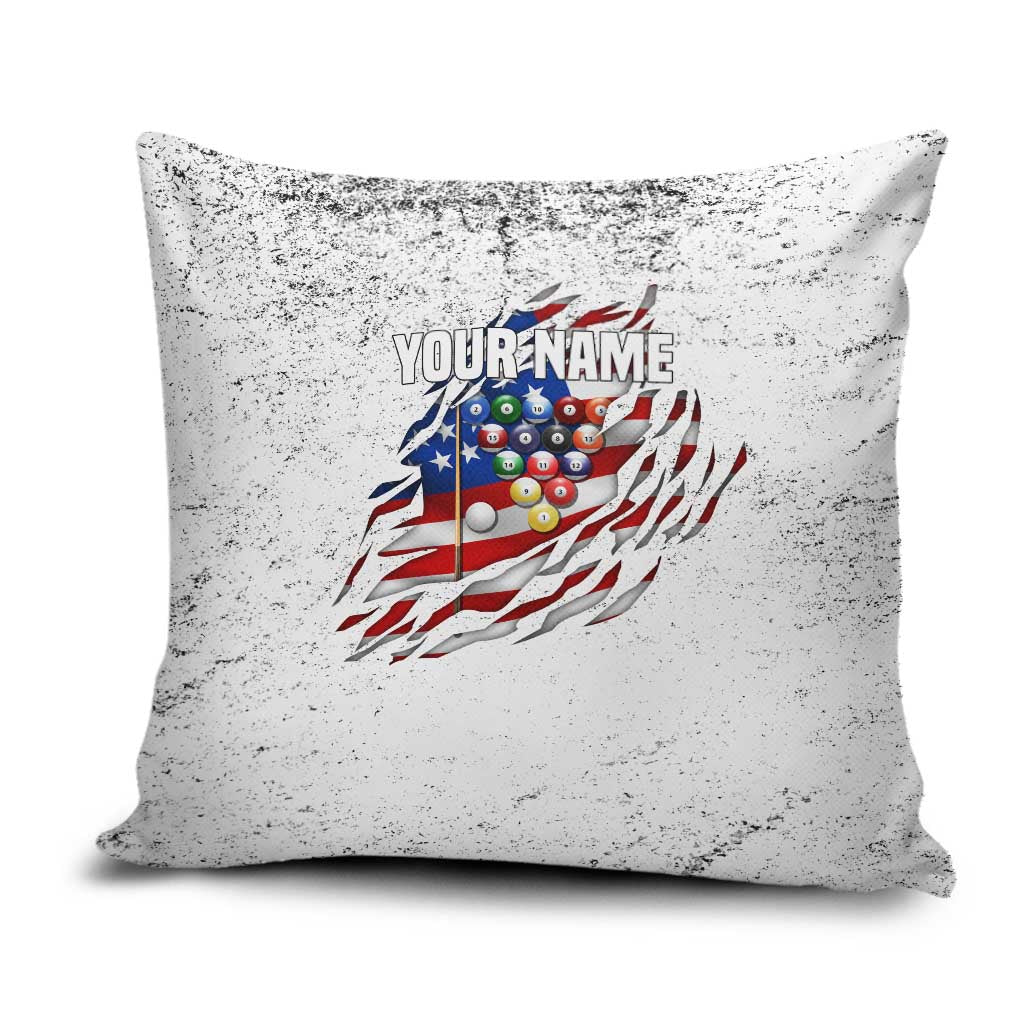 Custom American Flag Billiards Pillow Cover with Ripped Design Pool Ball Graphic - Wonder Print Shop