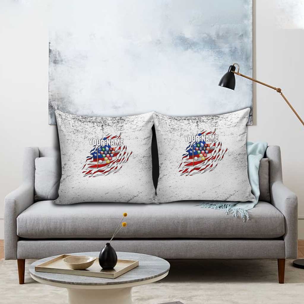 Custom American Flag Billiards Pillow Cover with Ripped Design Pool Ball Graphic - Wonder Print Shop