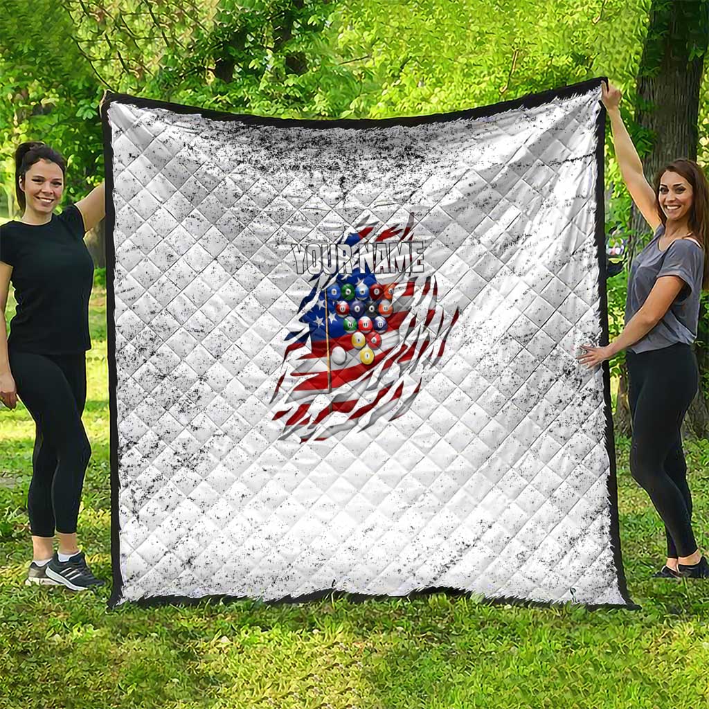 Custom American Flag Billiards Quilt with Ripped Design Pool Ball Graphic - Wonder Print Shop