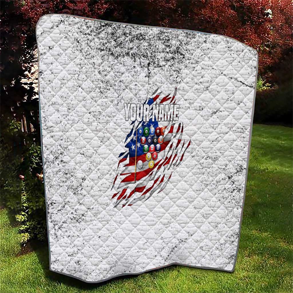 Custom American Flag Billiards Quilt with Ripped Design Pool Ball Graphic - Wonder Print Shop